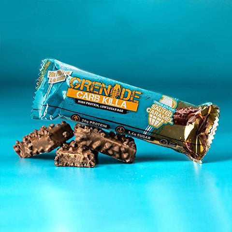 Barra de Proteína Alta e Baixo Carboidrato, 12 x 60 g – Chocolate Chip Salted Caramel | Grenade Carb Killa Barra de Proteína de Alta Qualidade - Grenade Carb Killa