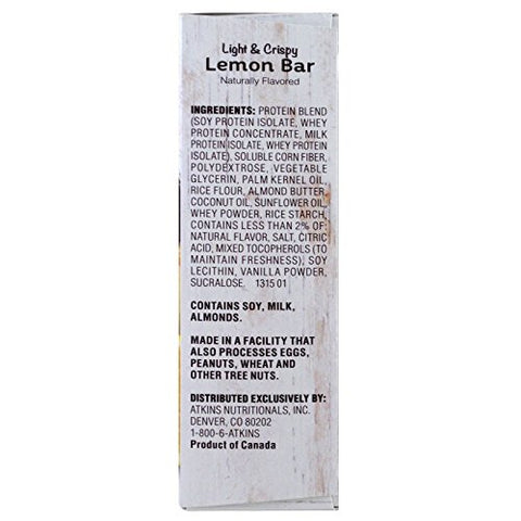Barra de Limão Crocante Light, 5 Barrinhas (Pacote com 2) – Snack Saudável e Saboroso - Atkins