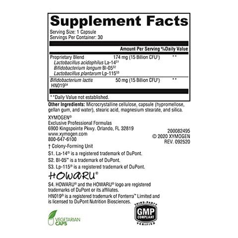 ProbioMax Daily DF – 30 Bilhões UFC Suplemento Probiótico – Probióticos sem Laticínios para Saúde Digestiva – Lactobacillus acidophilus Bifidobacterium longum (30 Acid - XYMOGEN