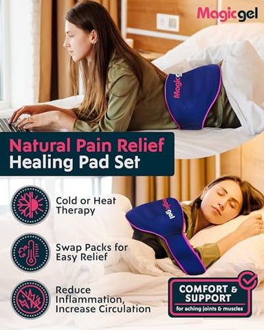 Ice Pack para Alívio da Dor nas Costas | 2 Pacotes de Envoltório para as Costas Inferiores para Terapia Quente ou Fria | Alívio para Lombar Inferior, Nervo Ciático, Disco Herniado ou Degenerativo, Cóccix - Magic Gel