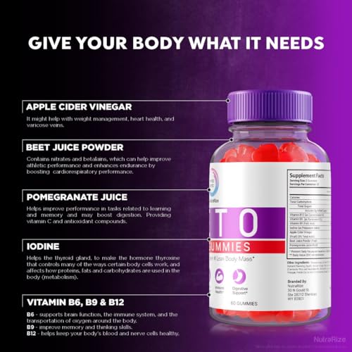 NutraRize - Vyto Keto ACV Gummies – Gomitas Vyto Máxima Potência para Perda de Peso Avançada, Vyto Keto Plus ACV, Fórmula Avançada de Keto ACV, Avaliações de Gomitas (60 Gummies)