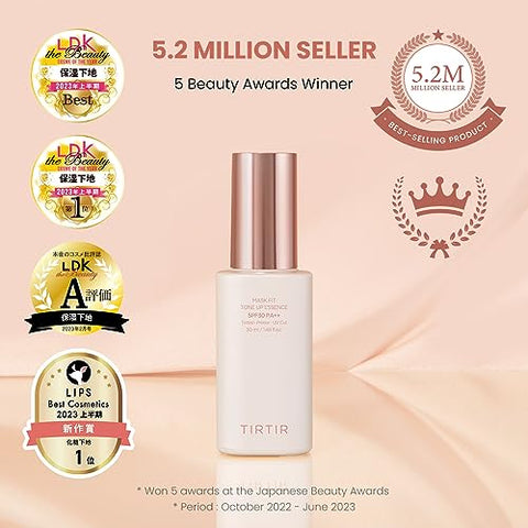 Essência TIRTIR Mask Fit Tone Up | Hidratante com Cor, Base 3 em 1, Efeito Pele de Vidro, Hidratação Profunda, Longa Duração, Cobertura Natural, Leve, Look Sem Maquiagem, 30ml