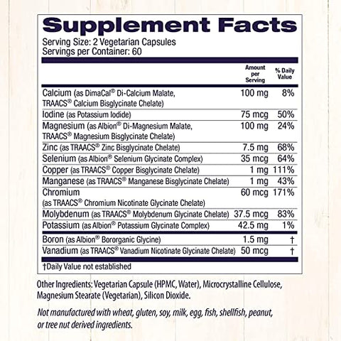 Suplemento de Minerais Quelatos com Selênio, Iodo e Magnésio – 60 cápsulas - Healthy Origins