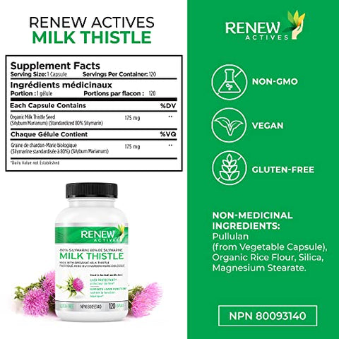 Suplemento de Cardo Mariano Orgânico em Cápsulas Vegetais 120 Unidades - Renew Actives