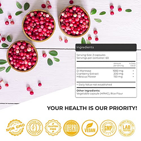 Nutrica Life - Tratamentos para Infecção Urinária D Mannose 1000mg Cápsulas – Potente D-Mannose