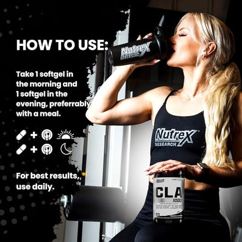 Nutrex Research - Nutrex CLA 90 Soft Gels – 1000mg Ácido Linoleico Conjugado de Óleo de Cártamo – Cápsulas Estimulantes para Acelerar o Metabolismo e Perda de Peso