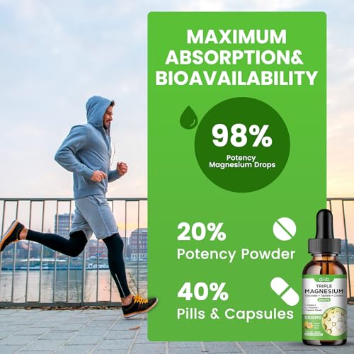 dilib - Suplemento Líquido de Magnésio Glicinato 1000mg, Magnésio de Citrato Calmante, Gotas de Taurato com Ômega 3, Zinco, Ashwagandha, L-Teanina, Camomila para Sono, Humor, Alívio do Estresse, Ossos