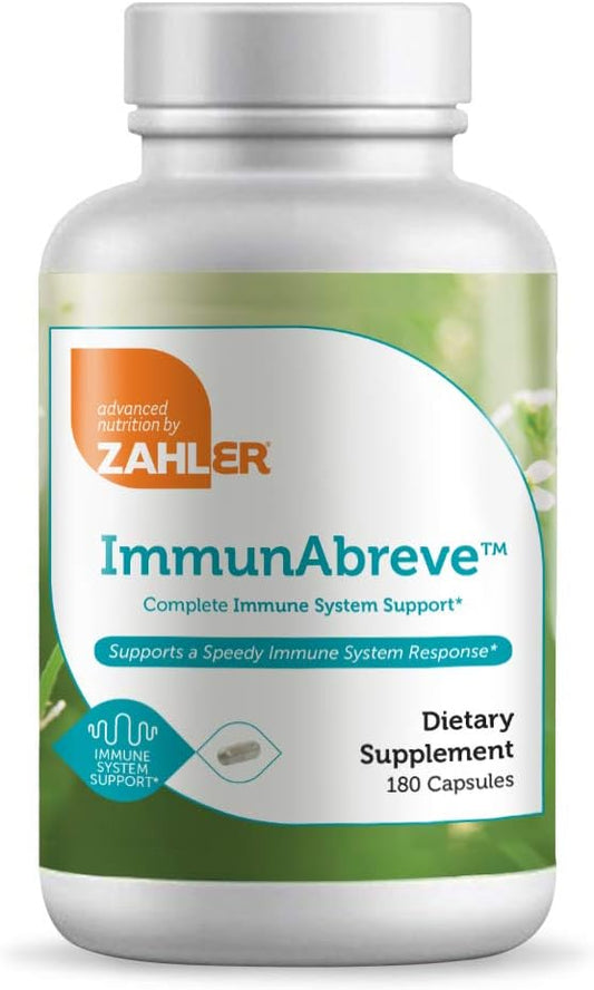 ImmunAbreve: Suporte Poderoso ao Sistema Imunológico, Vitamina C, Ácido Pantotênico, Equinácea e Mais, Certificado Kosher (180 Cápsulas) - Zahler
