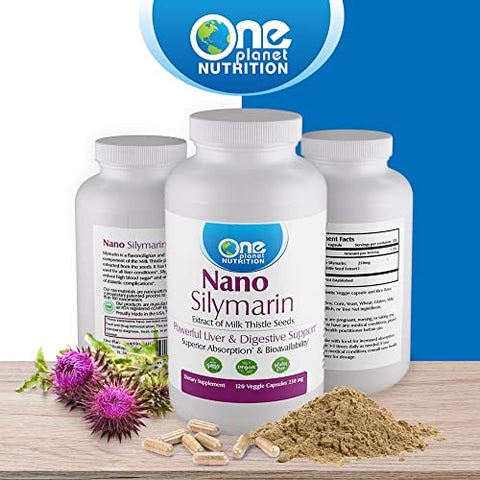 One Planet Nutrition - Nano Silymarin – Extrato de Sementes de Cardo Mariano para o Fígado, Extrato de Silymarin para Absorção | 100% Natural | 60 cápsulas | Marca Nano Silymarin