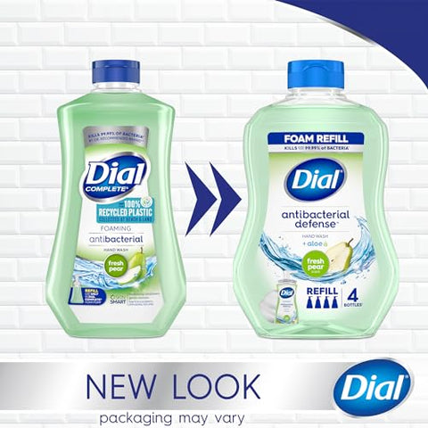 Dial - Recarga de Sabonete Líquido Antibacteriano Dial Espuma, Pera Fresca, 30 ml Pack com 4