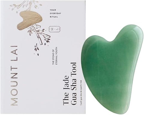 Mount Lai - Monte Lai – Ferramenta de Levantamento Facial Jade Gua Sha | Ferramenta de Escultura Facial para Cuidados com a Pele | Guasha para Rosto e Corpo | Ferramentas de Massagem Facial para Aliviar Tensão Muscular e Reduzir