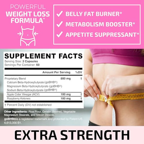 Nobi Nutrition - Queimadores de Gordura para Mulheres | Comprimidos para Perda de Peso na Barriga | Cetonas de Framboesa | Supressor de Apetite : Fat Burners For Women