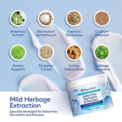 Creme Roycederm para Dermatite Seborreica, Tratamento do Couro Cabeludo para Psoríase, Foliculite, Couro Cabeludo Seco, Caspa, Creme Anti-Coceira para Alívio Calmante – 50g