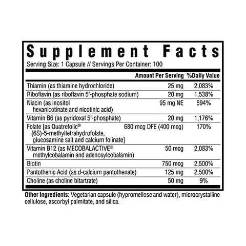 B Complex Plus – Suplemento de Vitamina B com Colina | 60 cápsulas | Marca em Destaque - Seeking Health