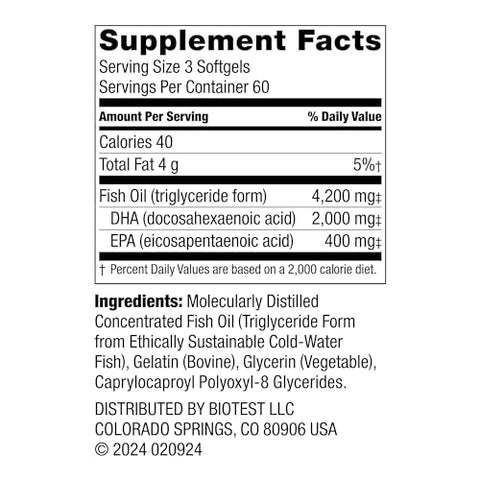 Flameout Óleo de Peixe Rico em DHA – 4200 mg Ômega 3 – 180 Cápsulas (Fornecimento de 60 Dias) - Biotest