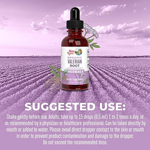 Valerian Root Liquid Drops | 2 Meses de Fornecimento | Sem Açúcar | Valerian Root Drops Orgânico Certificado pelo USDA | Suporte ao Sono | Alívio Calmo e do Estresse | Vegano | Não-OGM | Sem Glúten - MaryRuth Organics