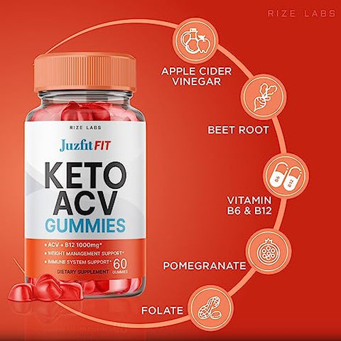 rize labs - (3 Pacotes) Juzfit FIT Keto Gummies – Juzfit FIT Keto ACV Gummies para Emagrecimento Avançado Juzfit FIT Keto Gummies com Suplemento de Vinagre de Maçã Forte para Queima de Gordura Abdominal (180g)