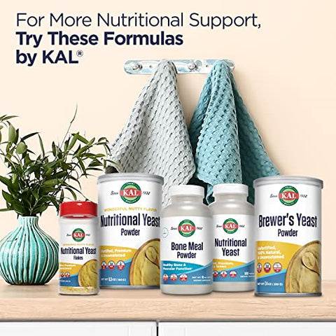 Suplemento de Levedura Nutricional Fortificado com B12, Biotina, Ácido Fólico e Outras Vitaminas do Complexo B, Aminoácidos Naturalmente Presentes, Cabelos e Pele Saudáveis - KAL