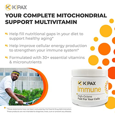 K* PAX - KPAX Immune – Suplemento Energético de Alta Potência para Mitocôndrias – Antioxidante Multivitamínico Completo 120 Comprimidos