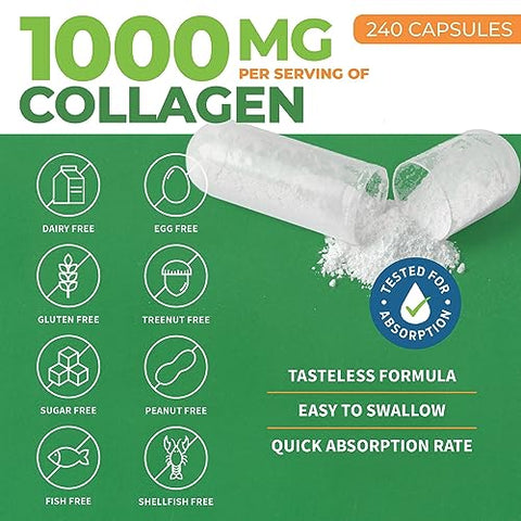 Multi Collagen Pills – Colágeno para Homens | Fortaleça sua pele e cabelo | 100% Natural | 120 cápsulas - ForestLeaf