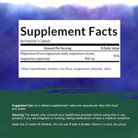 Triple Magnesium Complex – 400mg para Saúde Óssea e Absorção Ótima – Citrato, Óxido e Aspartato – Suplemento Triplo de Magnésio (300 cápsulas) - Swanson