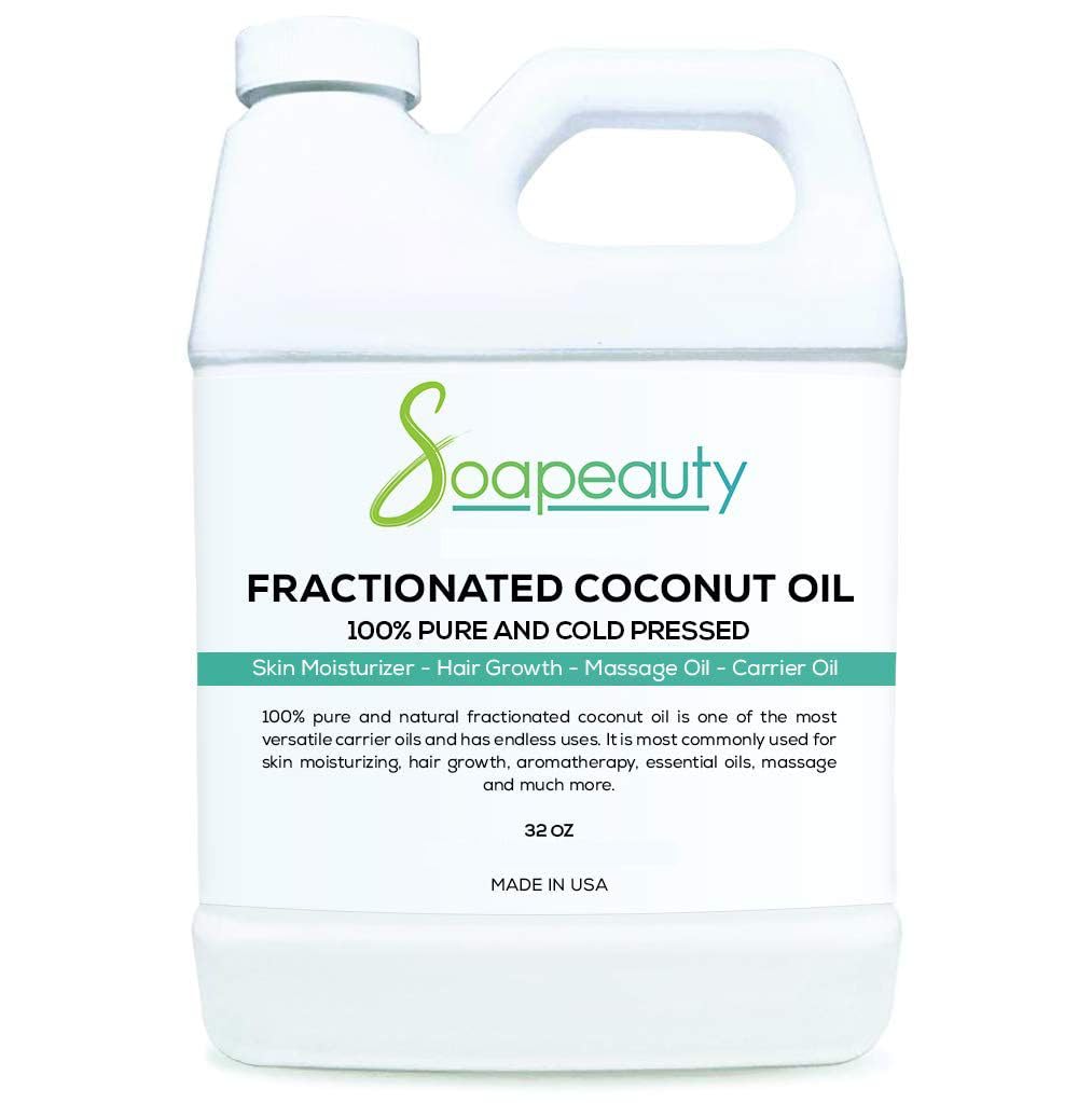 Óleo de Coco Fracionado Soapeauty | Prensado a Frio Refinado | 100% Natural | Disponível em Quantidade | Veículo para Óleos Essenciais, Rosto, Pele, Hidratante para Cabelo, Fabricação de Sabão | 32 ml