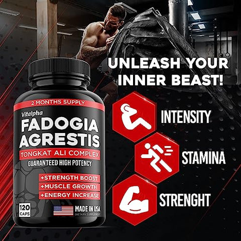 VITALPHA - Extrato de Fadogia Agrestis 600mg, Suplemento de Tongkat Ali 400mg – Marca de Produto