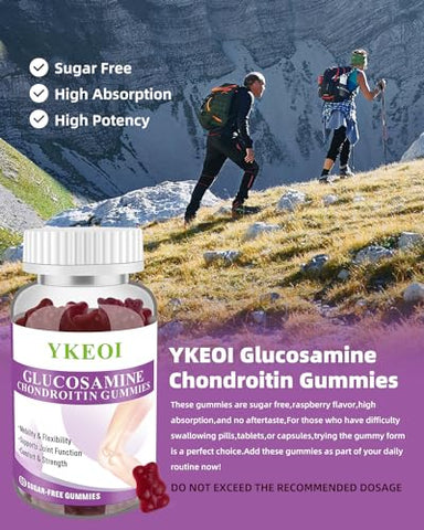 YKEOI - Gomas de Glucosamina e Condroitina sem Açúcar em 2 Embalagens com MSM