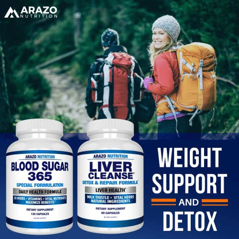 Blood Sugar 365 – Níveis de Energia Saudáveis – 120 Cápsulas Naturais – Fornecimento de 60 Dias - Arazo Nutrition