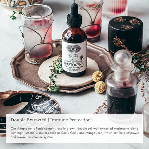 Anima Mundi Apothecary - Anima Mundi Adaptogenic 7 Mushroom Drops – Blend Adaptogênico com Extratos de Cogumelos Orgânicos – Tintura Líquida de Suporte Imunológico com Reishi, Lion’s Mane, Cordyceps – 30ml