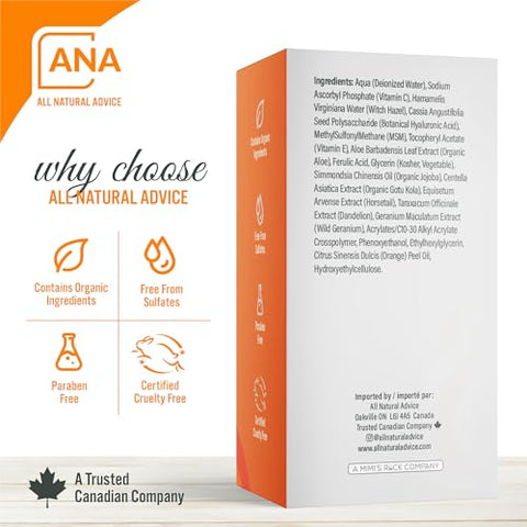 All Natural Advice - Soro de Vitamina C para o Rosto, 60ml / 2oz com 20%% de Vitamina C, Ácido Hialurônico, Aloe, MSM, Vitamina E |