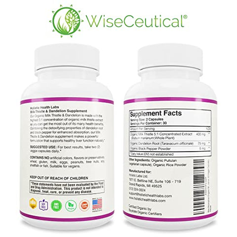 Wiseceutical - Leite de Cardo Orgânico USDA de Máxima Absorção – Extrato Concentrado 5:1 Potente (2000mg de Força)