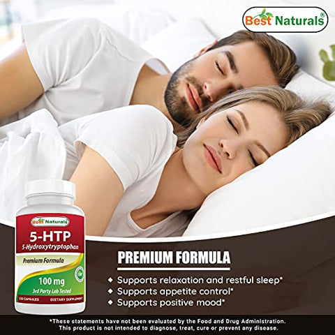 Best Naturals - Melhor Naturals 2 Pacotes 5-HTP (5-hidroxitriptofano) 100 mg 120 Cápsulas – Marca de Produto