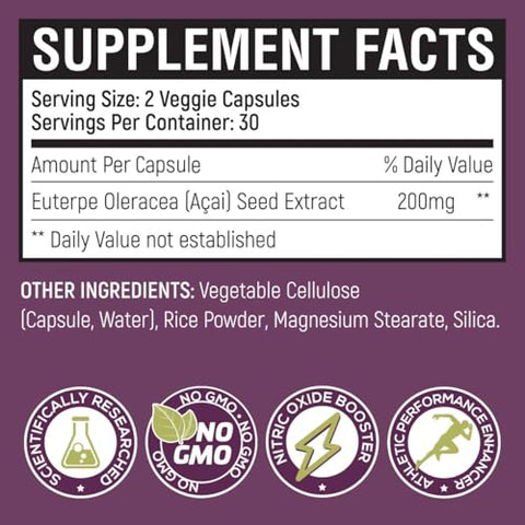 POWER SEEDAÇAÍ - Novo Suplemento de Óxido Nítrico Patenteado – Aumente o Fluxo Sanguíneo – Marca Líder em ML/G