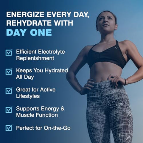 Day One - Electrogummies Blue Raspberry – Gomas Eletrolíticas com 385mg de 5 Eletrólitos Essenciais – Alternativa de Hidratação a Pós, Comprimidos, Gomas – Para Corredores, Esportes de Resistência