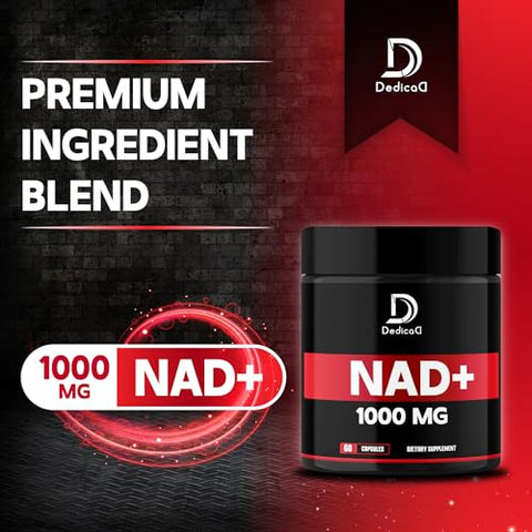 DEDICAD - Suplemento NAD 1000 mg – Puro NAD para Energia, Reparo de DNA, Defesa contra o Envelhecimento e Função Cerebral – 60 Cápsulas