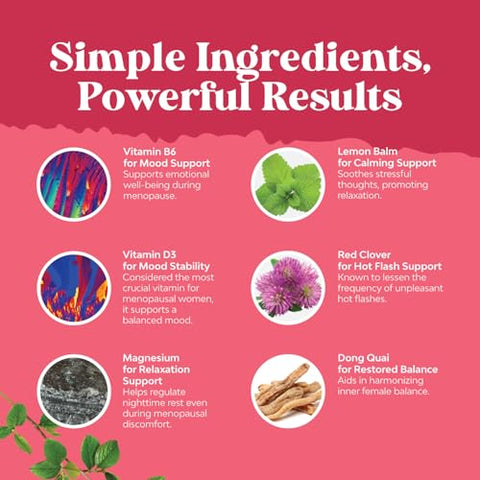 Natures Craft - Suplemento Completo de Menopausa Herbal para Mulheres – Alívio Multibenefícios da Menopausa, Equilíbrio Hormonal para Mulheres, Suor Noturno, Humor e Mais com Dong Quai, Vitex, Chaste Berry e