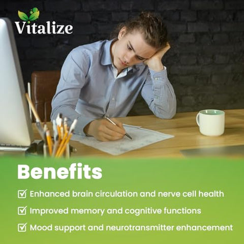 Suporte Cerebral | Suplementos para Memória e Concentração | Ajuda a Manter o Cérebro Normal - Vitalize