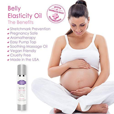 Óleo de Barriga para Estrias na Gravidez Belli: 3,8 Onças de Cuidados Essenciais para a Pele Materna com Vitamina E para uma Pele Saudável, Proteção contra Cicatrizes, Recomendado por Obstetras e Dermatologistas