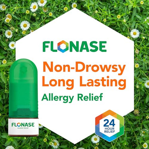 Spray Nasal Alívio de Alergia, Medicamento para Alergia Não Sonolento de 24 Horas, Spray Nasal Medido – 144 Sprays (Pacote com 2) – Alívio de Alergia de Outono e Sazonal - Flonase