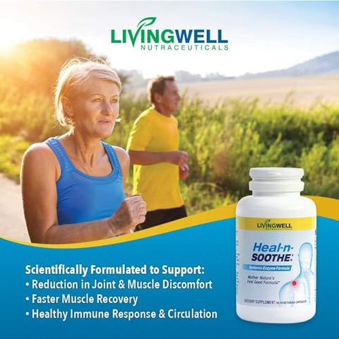 Suplemento Natural de Suporte Articular – Enzimas Proteolíticas para Máximo Suporte Articular e Lombar – 270 Cápsulas para Homens e Mulheres - HEAL-N-SOOTHE