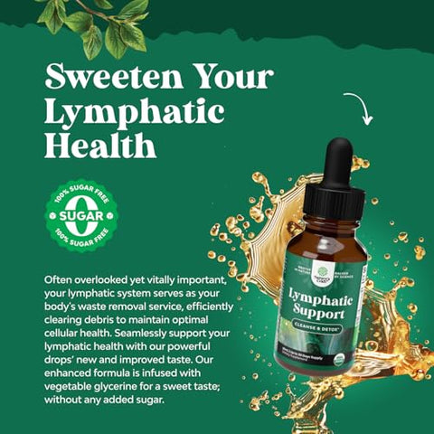 Natures Craft - Certificado Orgânico – Gotas de Drenagem Linfática – Limpeza Linfática Herbal e Suporte Imunológico com Equinácea e Hydrastis – Marca: Echinacea Goldenseal – 30ml