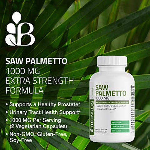 Saw Palmetto 1000 MG por Porção Extra Forte – Suporte à Saúde da Próstata – 100% Natural - Bronson