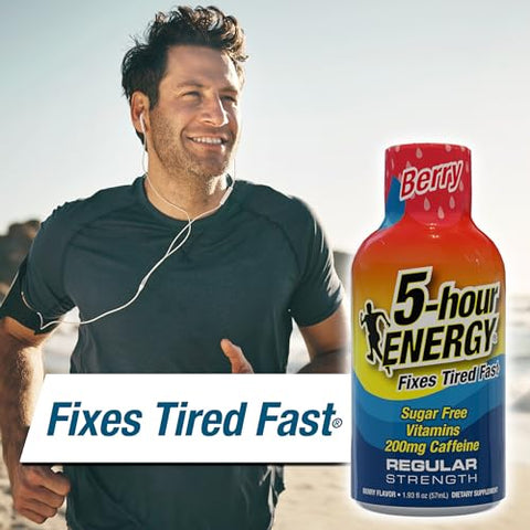 Tiro de Energia Regular, Sabor de Frutas Vermelhas, Zero Calorias – 30ml - 5-hour ENERGY
