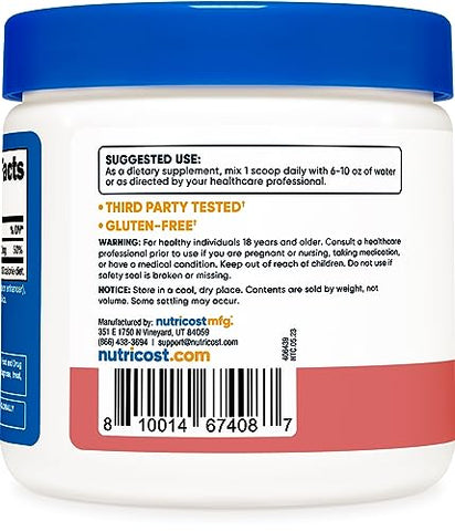 Magnesium Citrate Powder – Framboesa Limonada, 250g - Nutricost