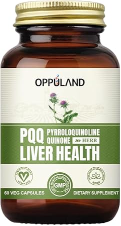 oppuland - PQQ Herbs Liver Supports – Suplemento de Fígado com PQQ e Extrato de Cardo Mariano – 60 Cápsulas Vegetais
