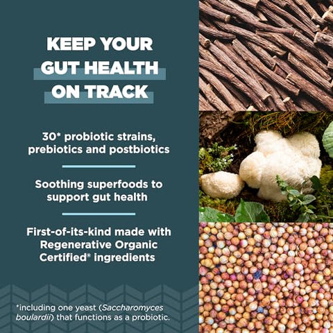 Probióticos Certificados Orgânicos Regenerativos para Recuperação Intestinal, Recuperação Intestinal com Probióticos, para Digestão Saudável e Suporte ao Sistema Imunológico, 50 Bilhões de UFCs* - Ancient Nutrition