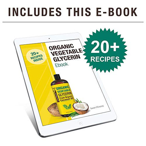 Glicerina Vegetal Orgânica – Frasco Grande de 946 ml – Sem Óleo de Palma, Feito com Óleo de Coco Orgânico – Glicerina de Grau Terapêutico para DIYs – Cabelo, Unhas - Seven Minerals
