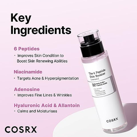 Booster Toner Serum Peptídeo Colágeno 6X 150mL, Essência Facial Renovadora da Pele, Niacinamida - COSRX