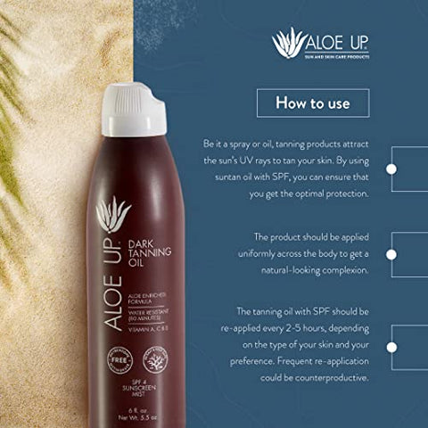 ALOE UP - Aloe Up Óleo Bronzeador SPF 4 – Spray Contínuo para Corpo e Rosto – Proteção Solar – Aloe Vera Pura e Óleos Naturais – Secagem Transparente – Amigo dos Recifes – Frescor